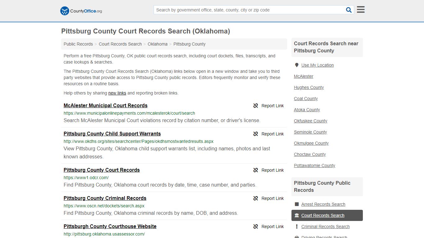 Court Records Search - Pittsburg County, OK (Adoptions ...