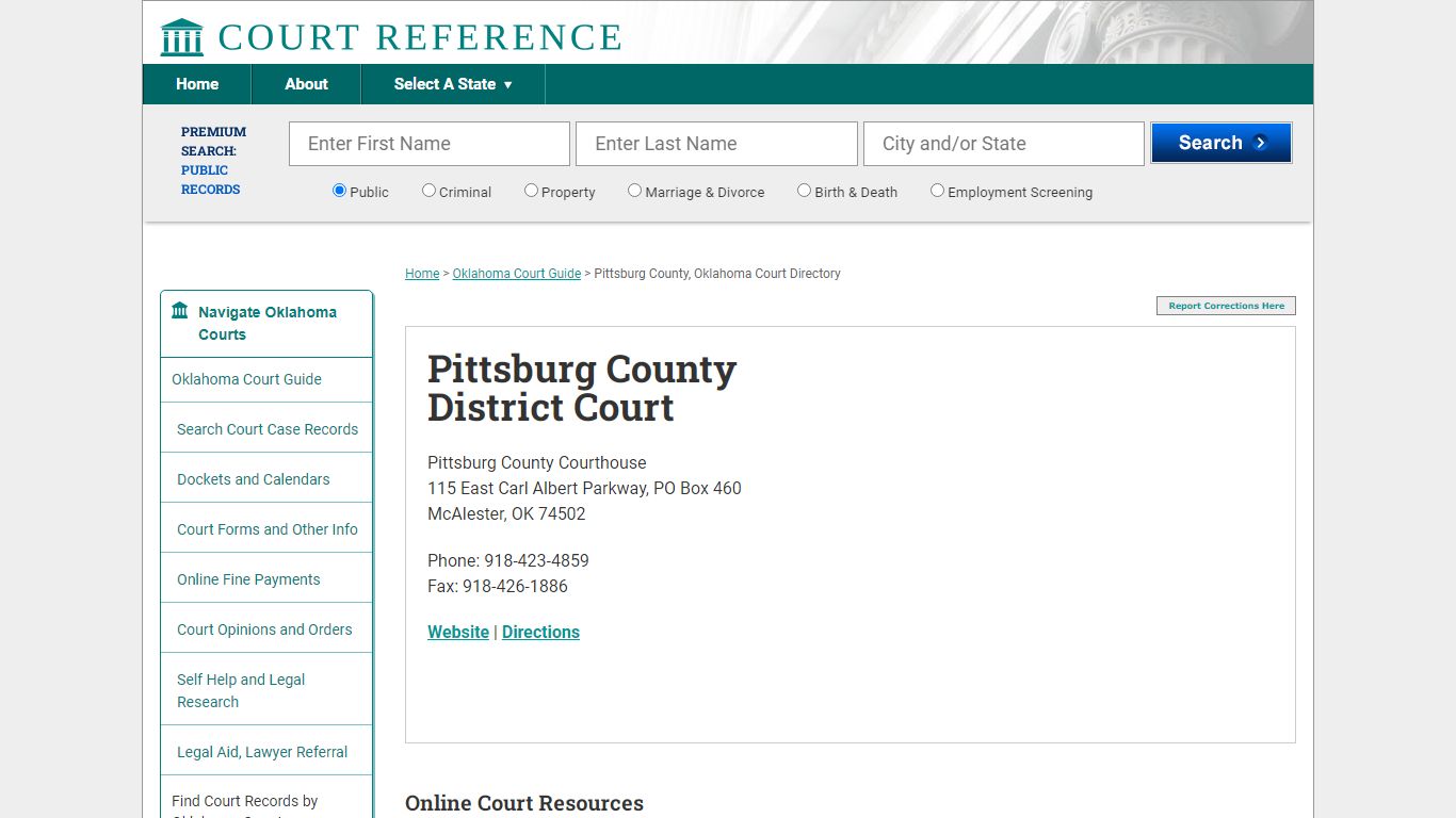 Pittsburg County District Court - Courtreference.com